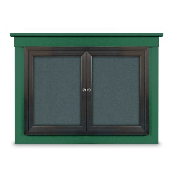 72"x36" 3-Door Enclosed Outdoor Letterboard, Hdr, Black Felt/Bronze